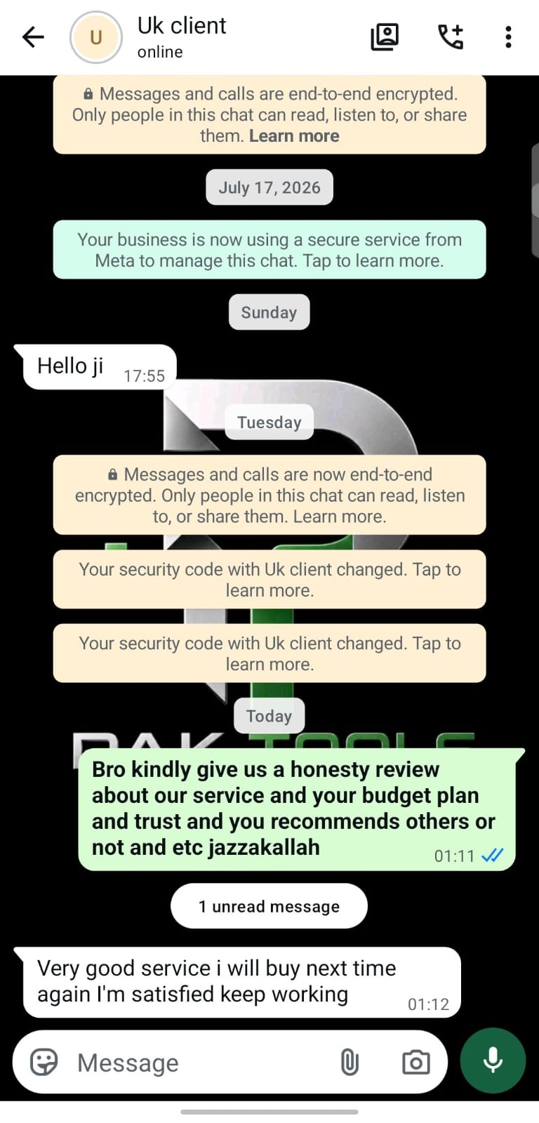 Customer review for Pak Tools Store