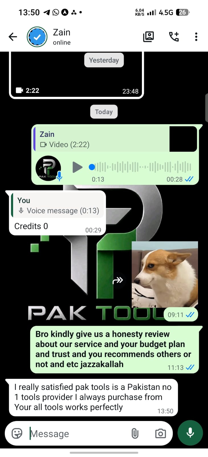 Customer review for Pak Tools Store